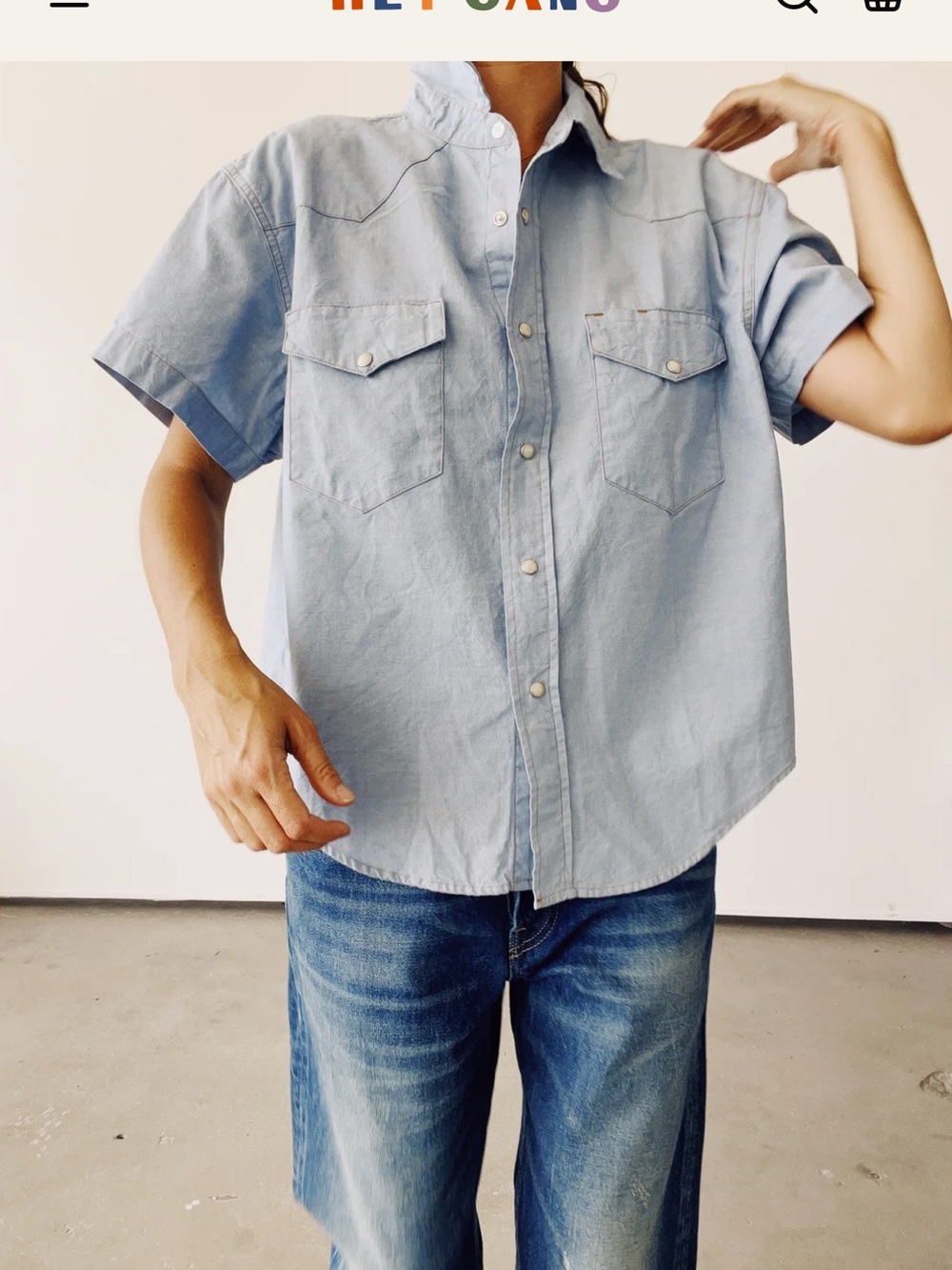 Hey Gang The S/S Western Shirt Chambray - Picture 2 of 9